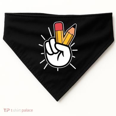 Funny Peace Hand With Pencil Fingers USA-Made Doggie Bandana