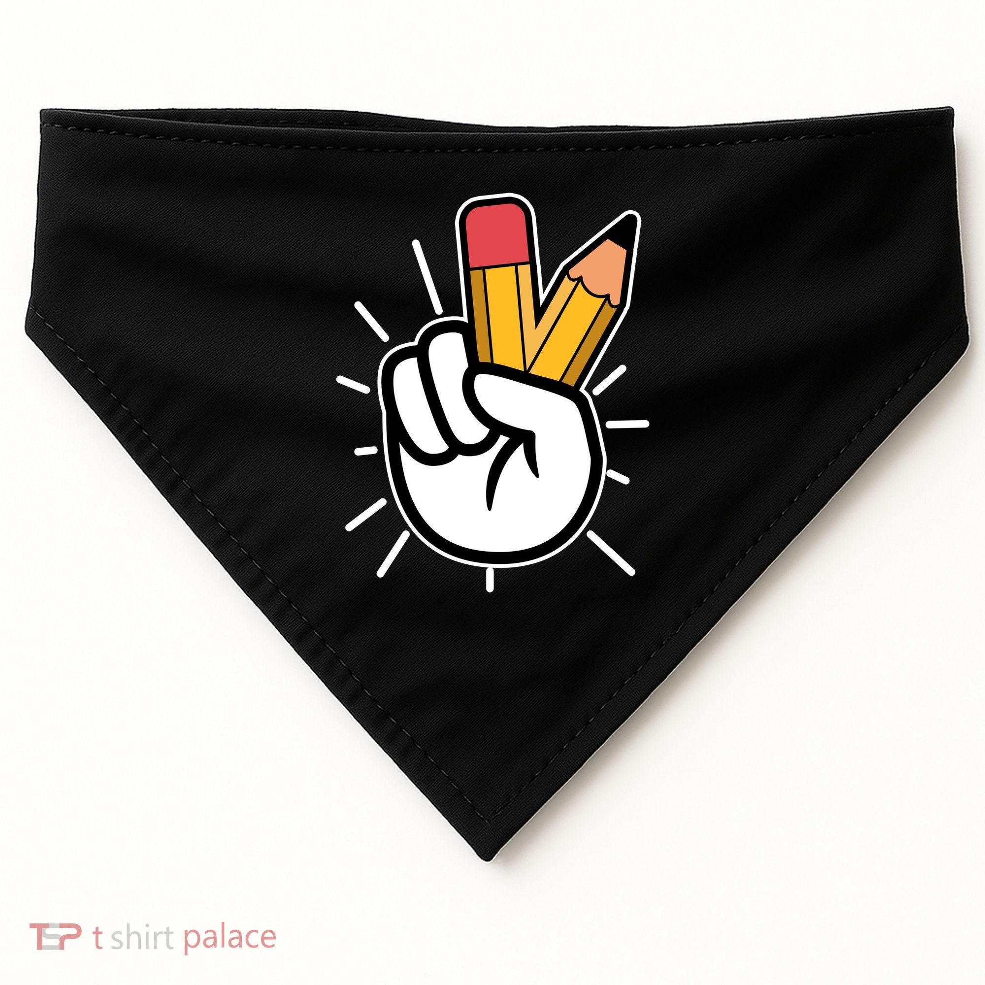 Funny Peace Hand With Pencil Fingers USA-Made Doggie Bandana