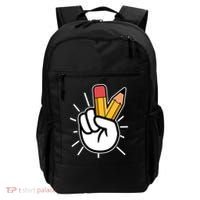 Funny Peace Hand With Pencil Fingers Backpack thumb 0