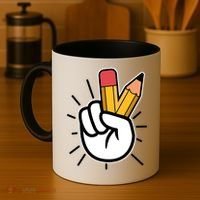 Funny Peace Hand With Pencil Fingers Coffee Mug thumb 4