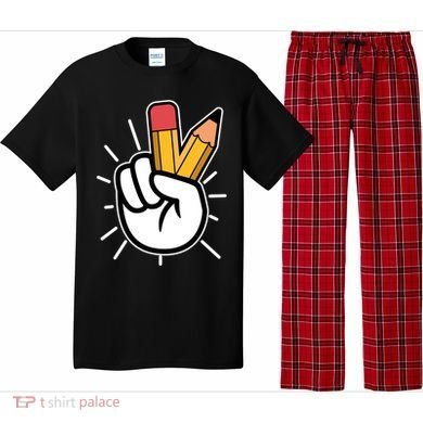 Funny Peace Hand With Pencil Fingers Pajama Set