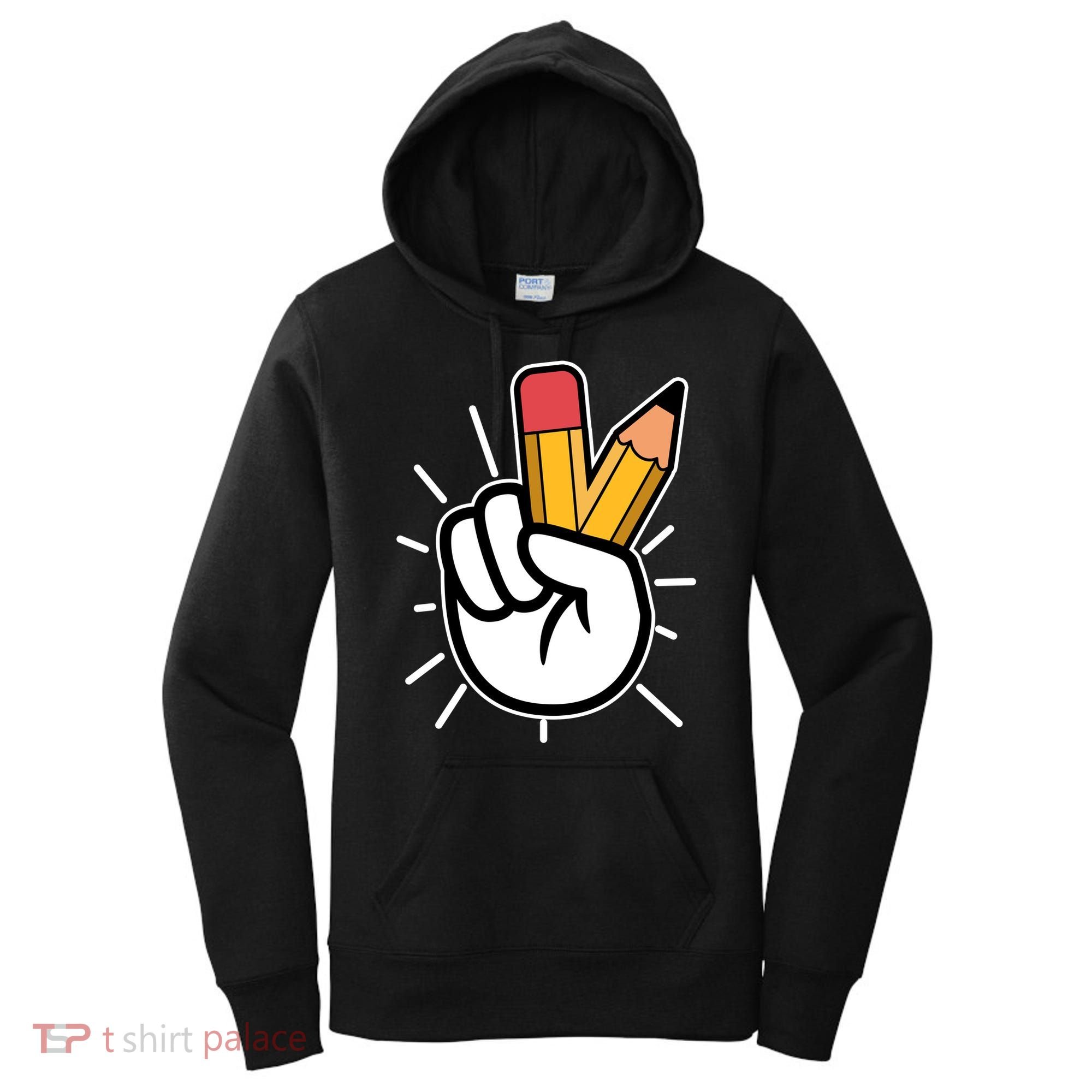Funny Peace Hand With Pencil Fingers Women's Hoodie