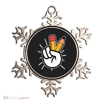 Funny Peace Hand With Pencil Fingers Ornament