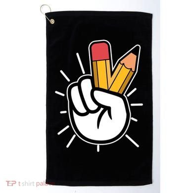Funny Peace Hand With Pencil Fingers Golf Towel