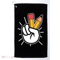 Funny Peace Hand With Pencil Fingers Golf Towel thumb 0