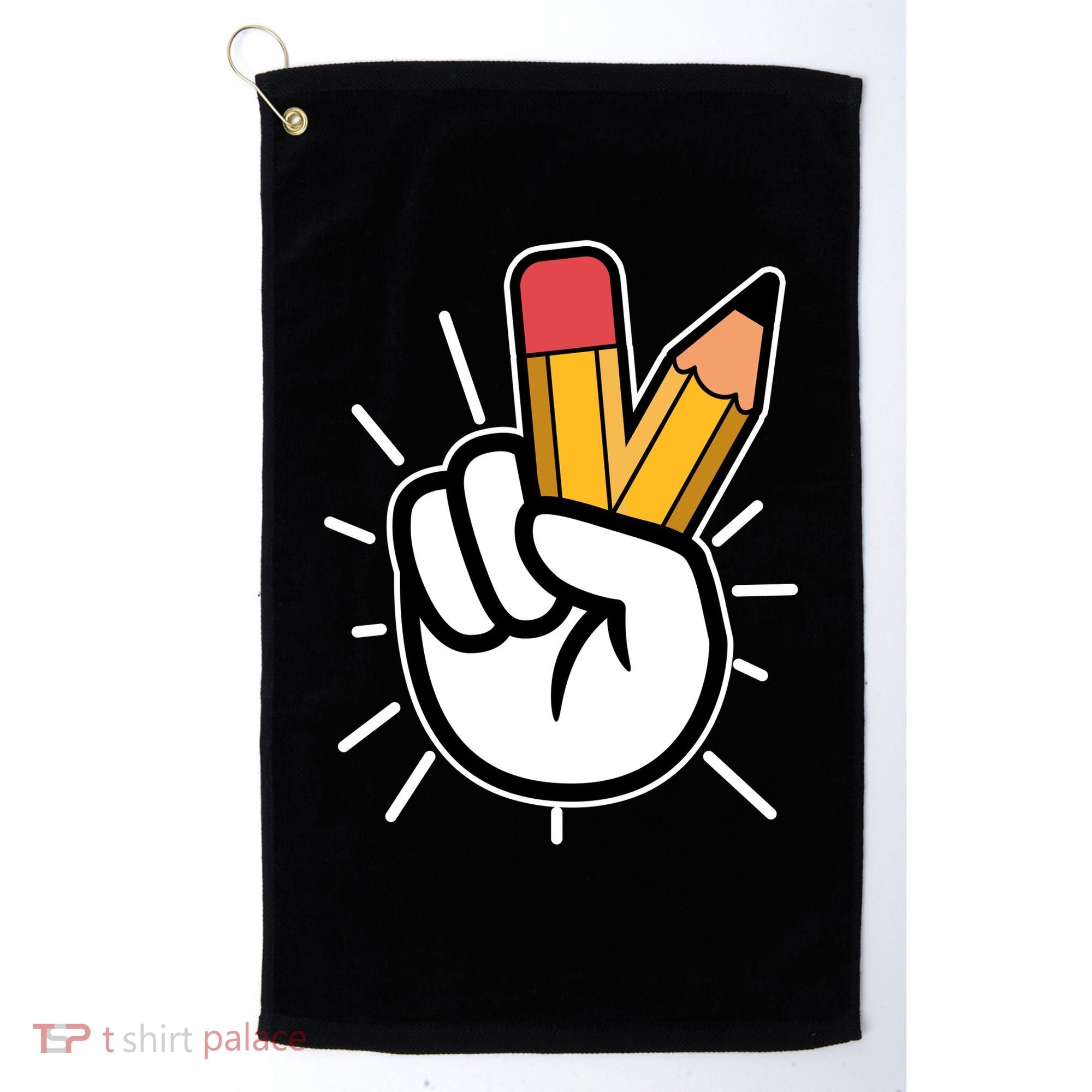 Funny Peace Hand With Pencil Fingers Golf Towel