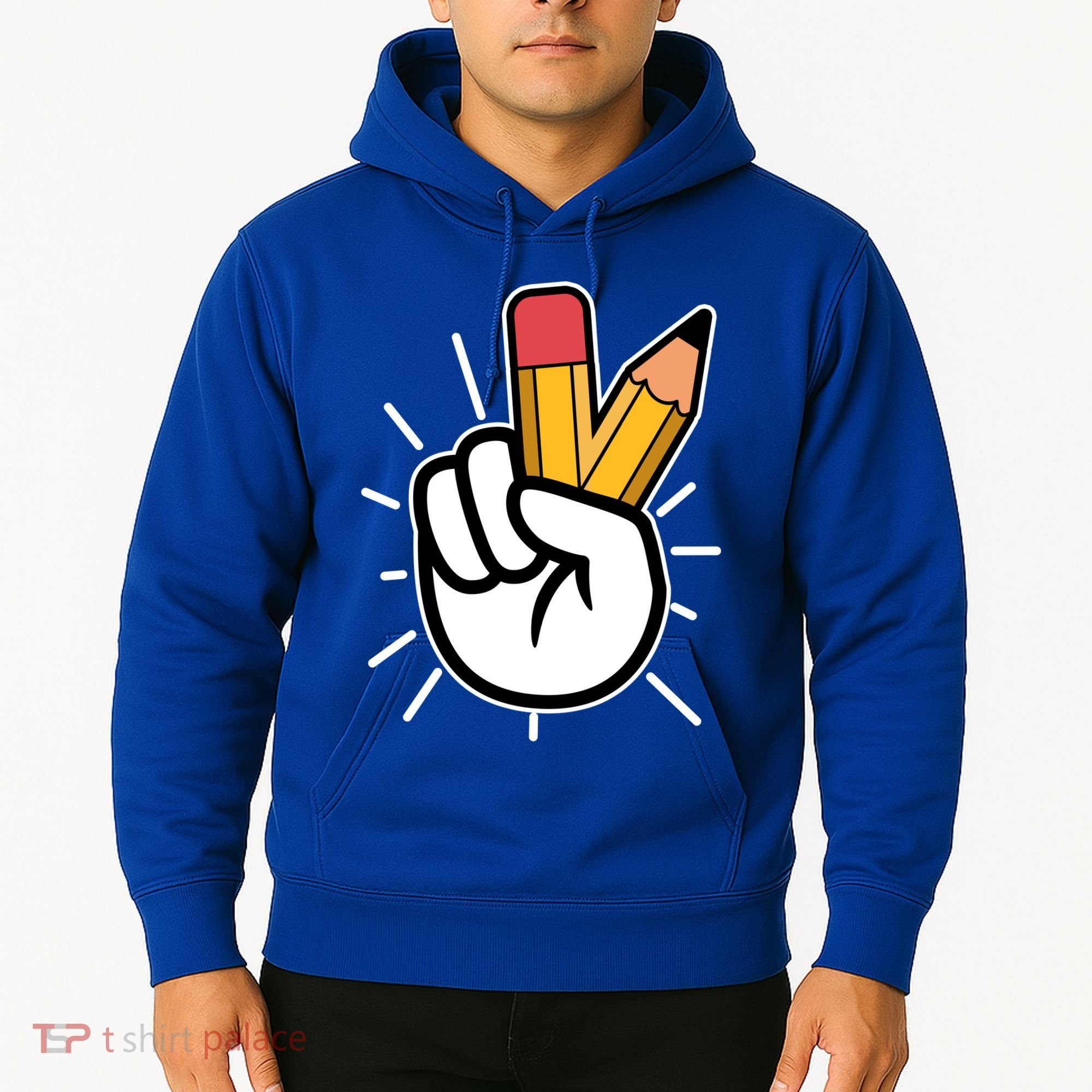 Funny Peace Hand With Pencil Fingers Hoodie