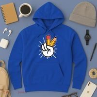 Funny Peace Hand With Pencil Fingers Hoodie thumb 3