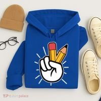 Funny Peace Hand With Pencil Fingers Hoodie thumb 4