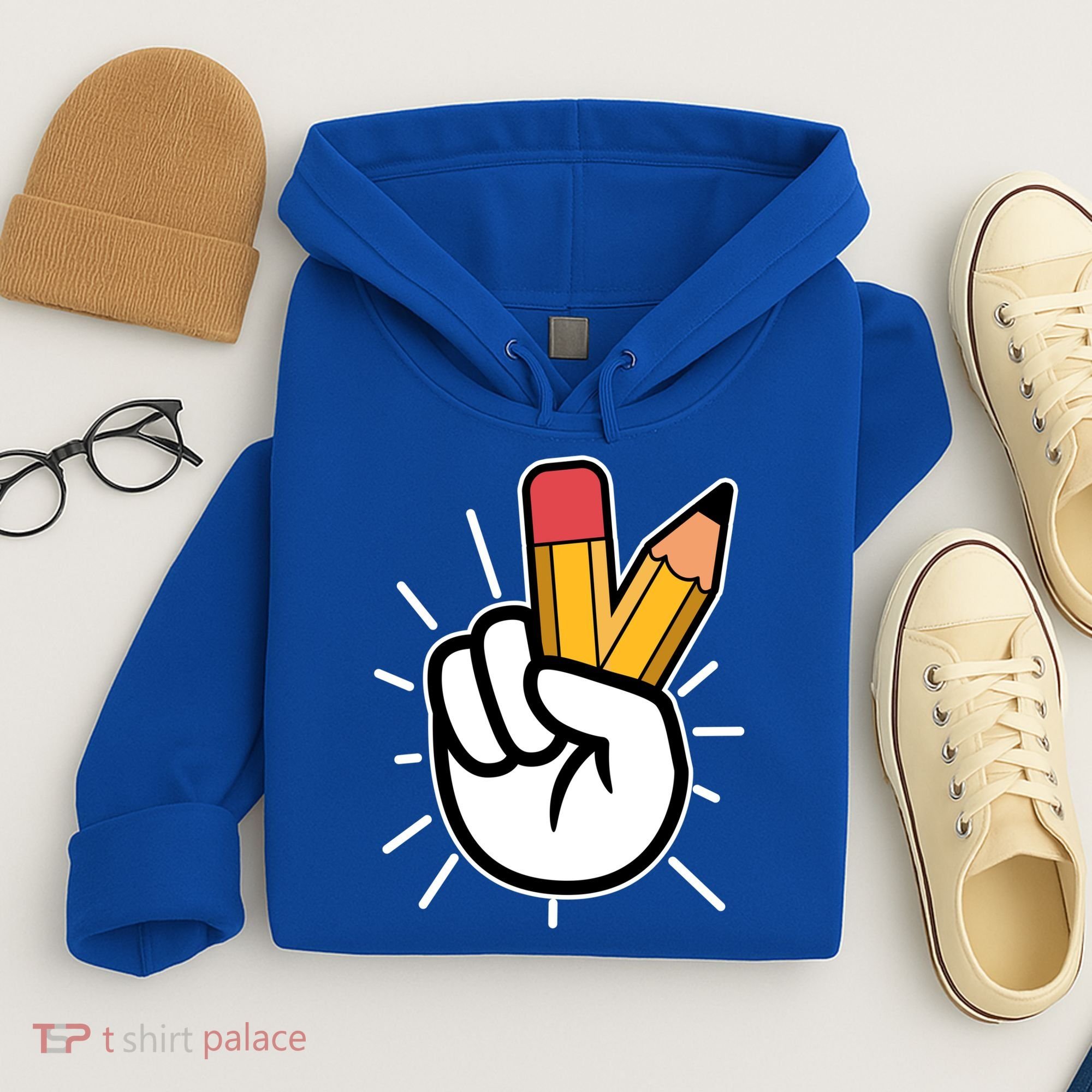 Funny Peace Hand With Pencil Fingers Hoodie