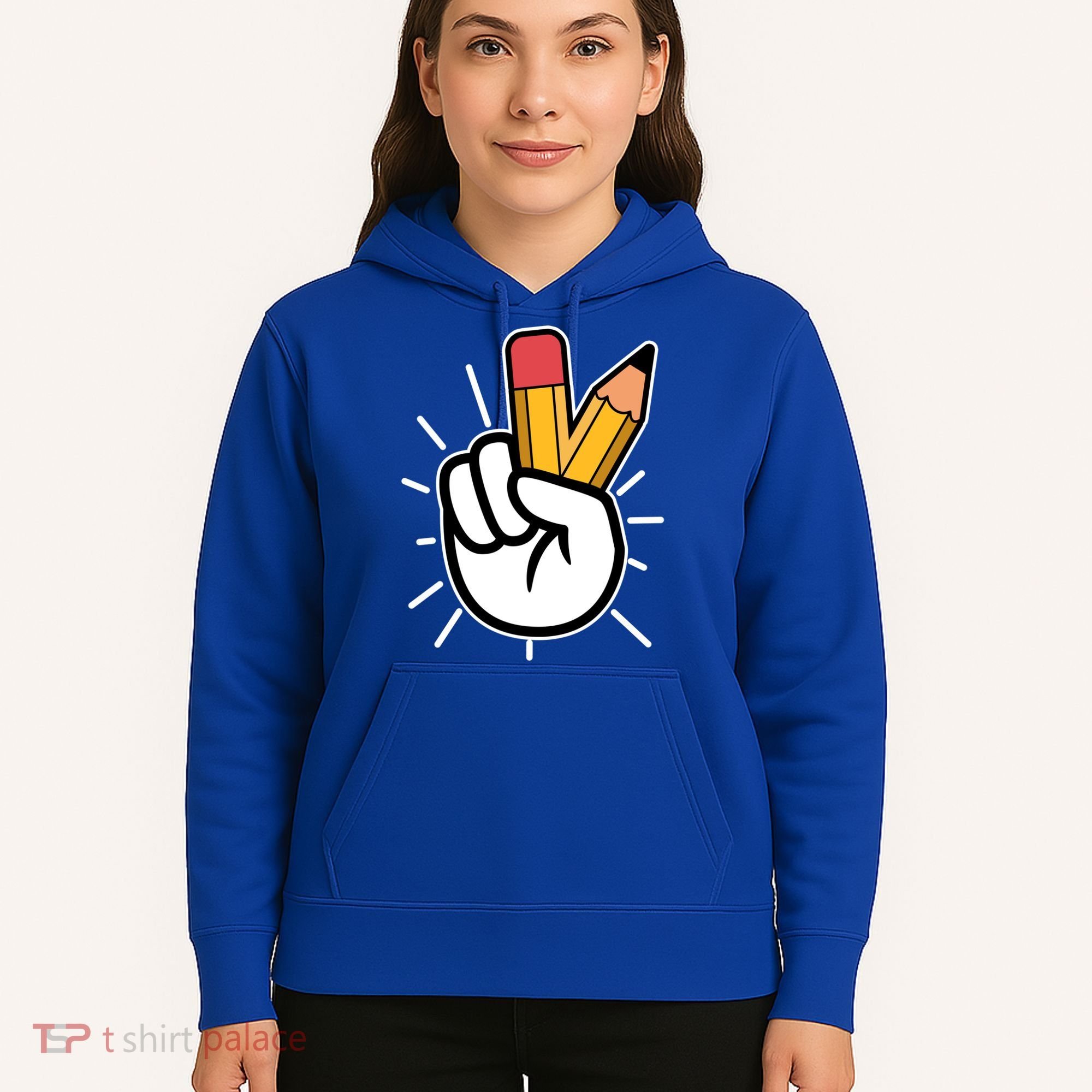 Funny Peace Hand With Pencil Fingers Hoodie