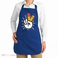 Funny Peace Hand With Pencil Fingers Apron thumb 2