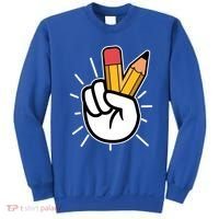 Funny Peace Hand With Pencil Fingers Sweatshirt thumb 0