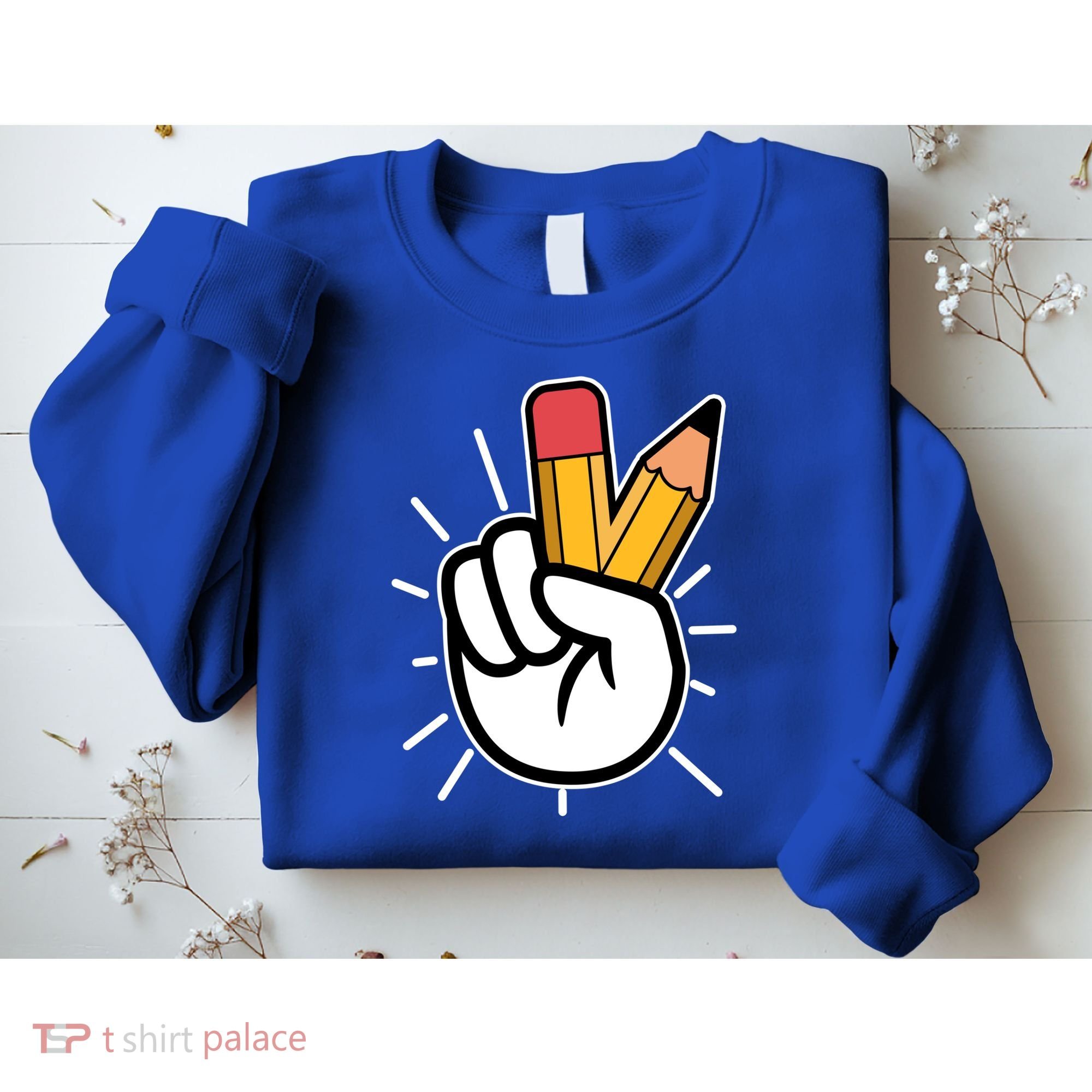 Funny Peace Hand With Pencil Fingers Sweatshirt