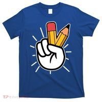 Funny Peace Hand With Pencil Fingers T-Shirt thumb 0