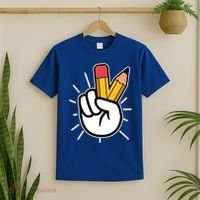 Funny Peace Hand With Pencil Fingers T-Shirt thumb 2