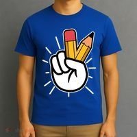 Funny Peace Hand With Pencil Fingers T-Shirt thumb 3