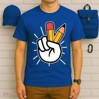 Funny Peace Hand With Pencil Fingers T-Shirt thumb 6