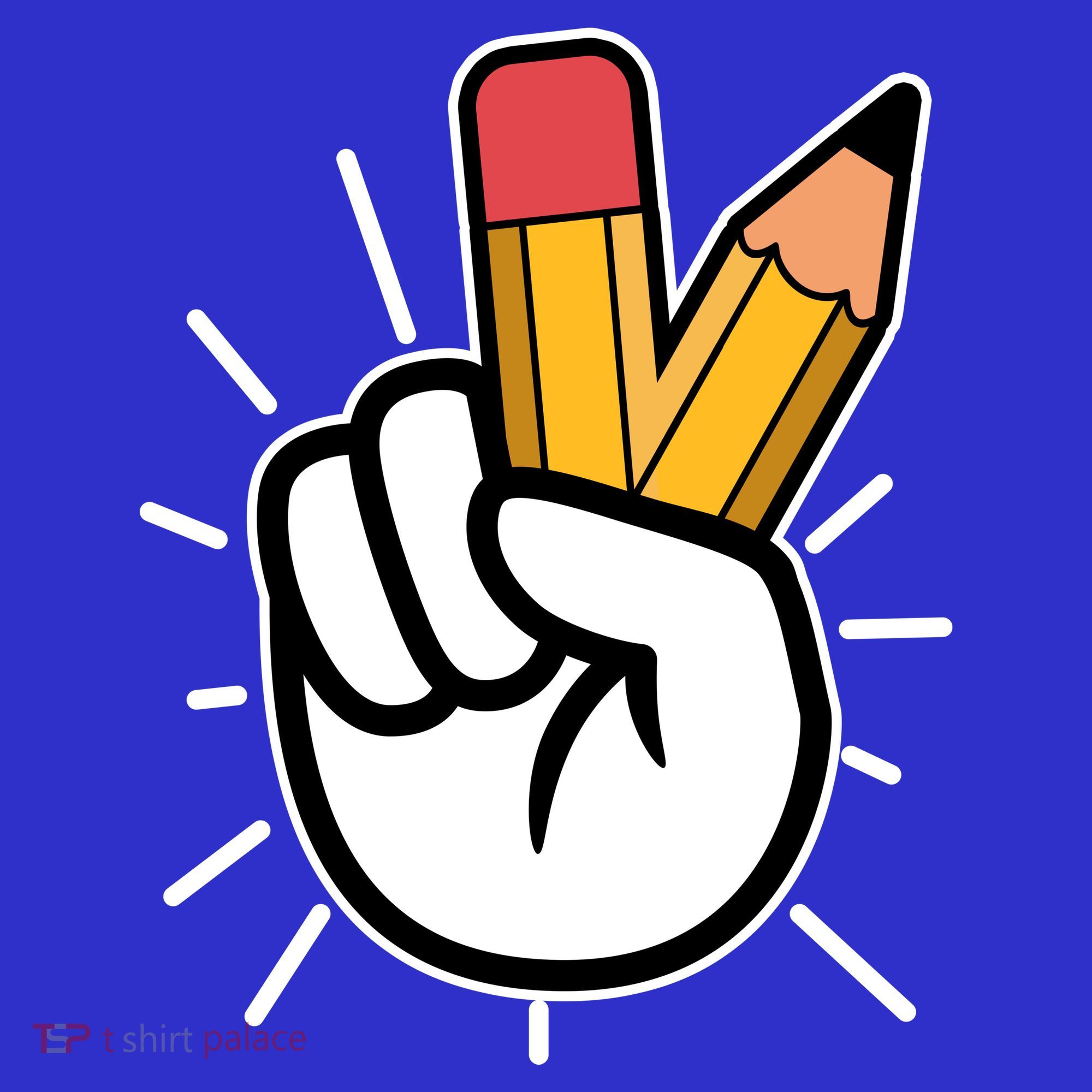 Funny Peace Hand With Pencil Fingers T-Shirt