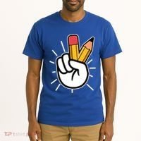 Funny Peace Hand With Pencil Fingers Tall T-Shirt thumb 2