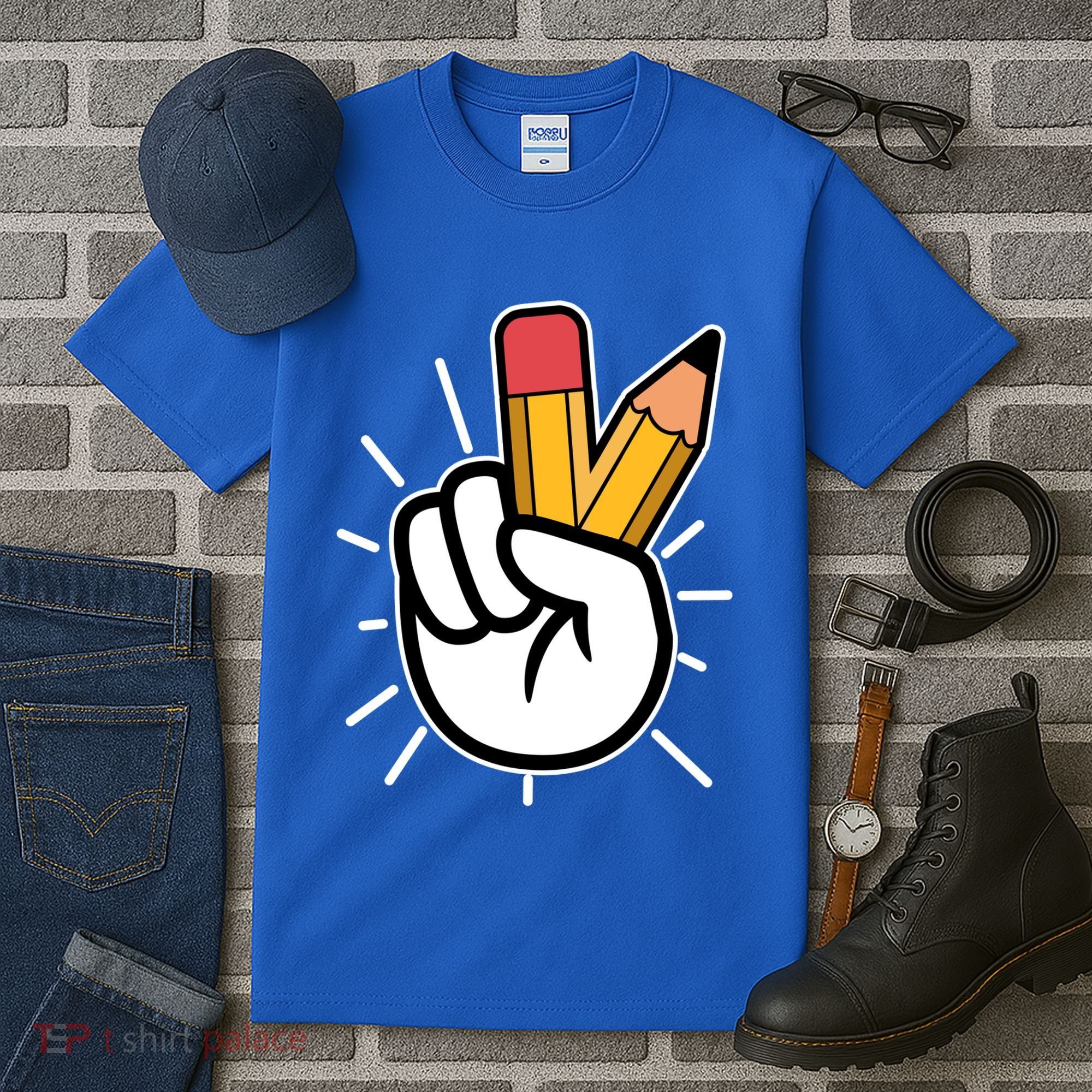 Funny Peace Hand With Pencil Fingers Tall T-Shirt