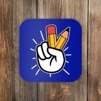 Funny Peace Hand With Pencil Fingers Coaster thumb 0