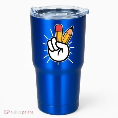 Funny Peace Hand With Pencil Fingers Tumbler