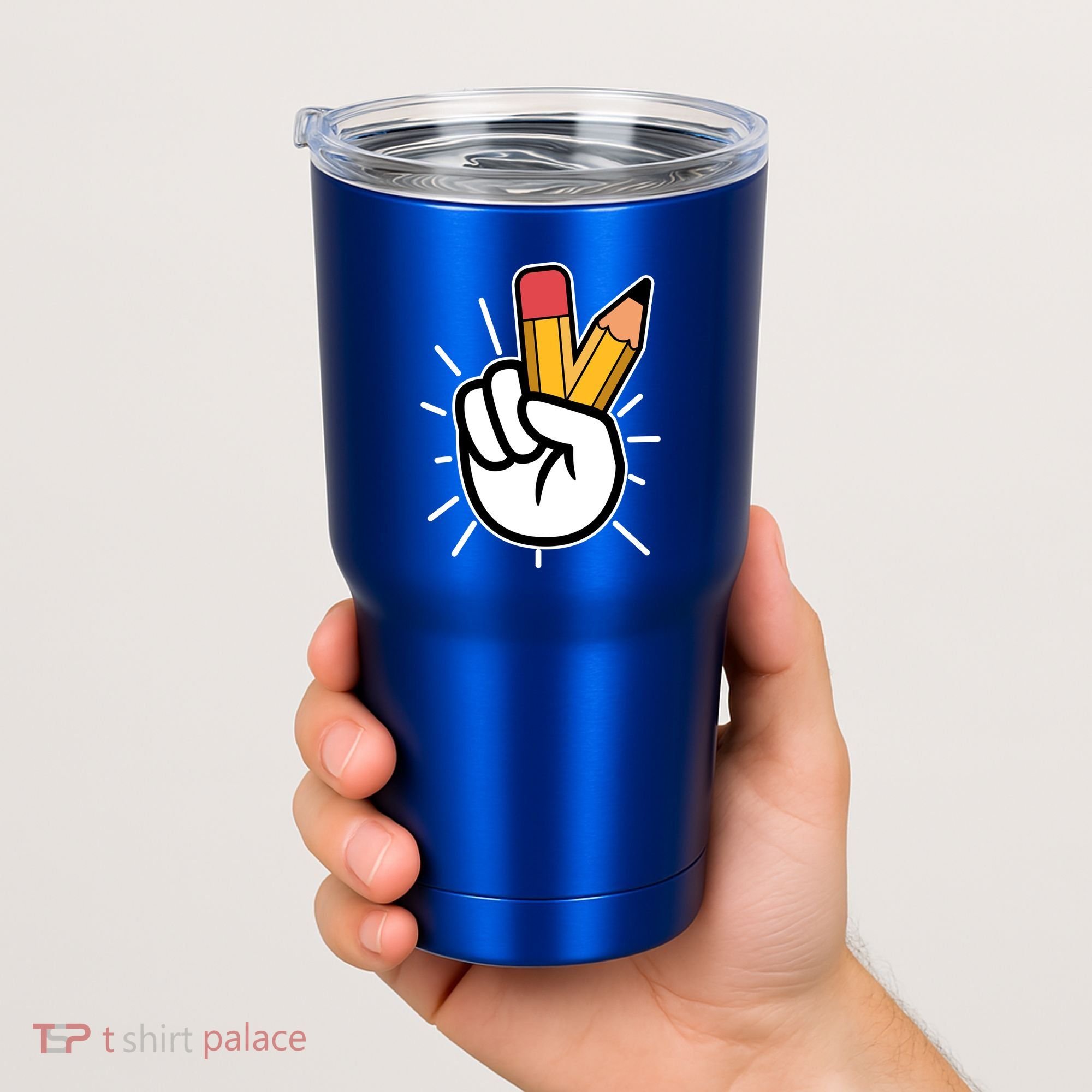 Funny Peace Hand With Pencil Fingers Tumbler