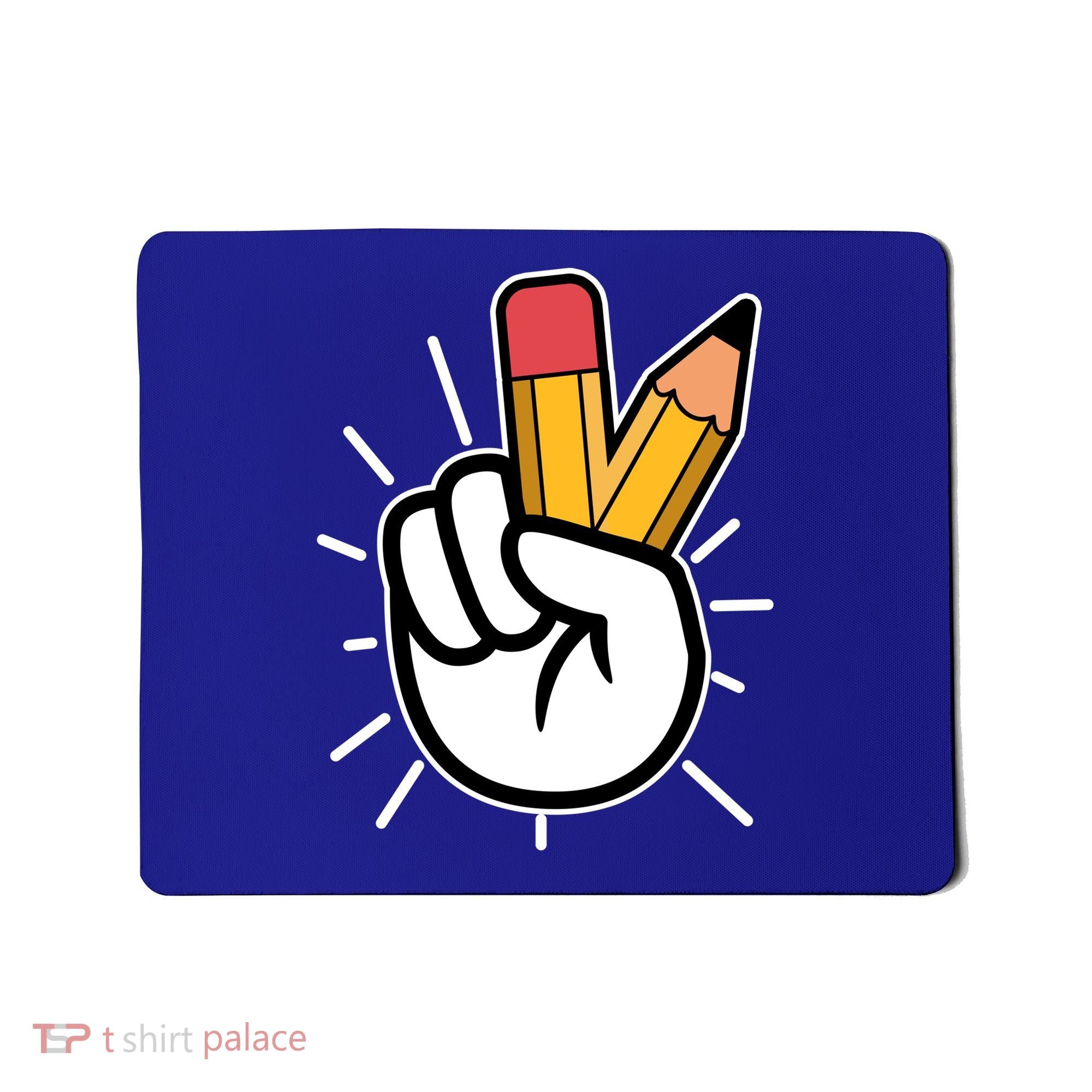 Funny Peace Hand With Pencil Fingers Mousepad