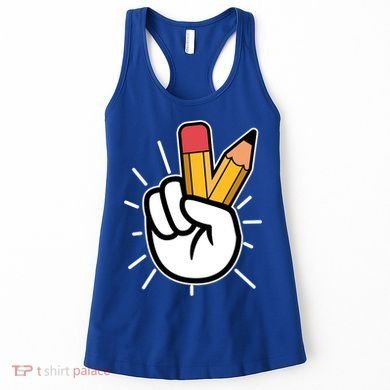 Funny Peace Hand With Pencil Fingers Women's Tank Top