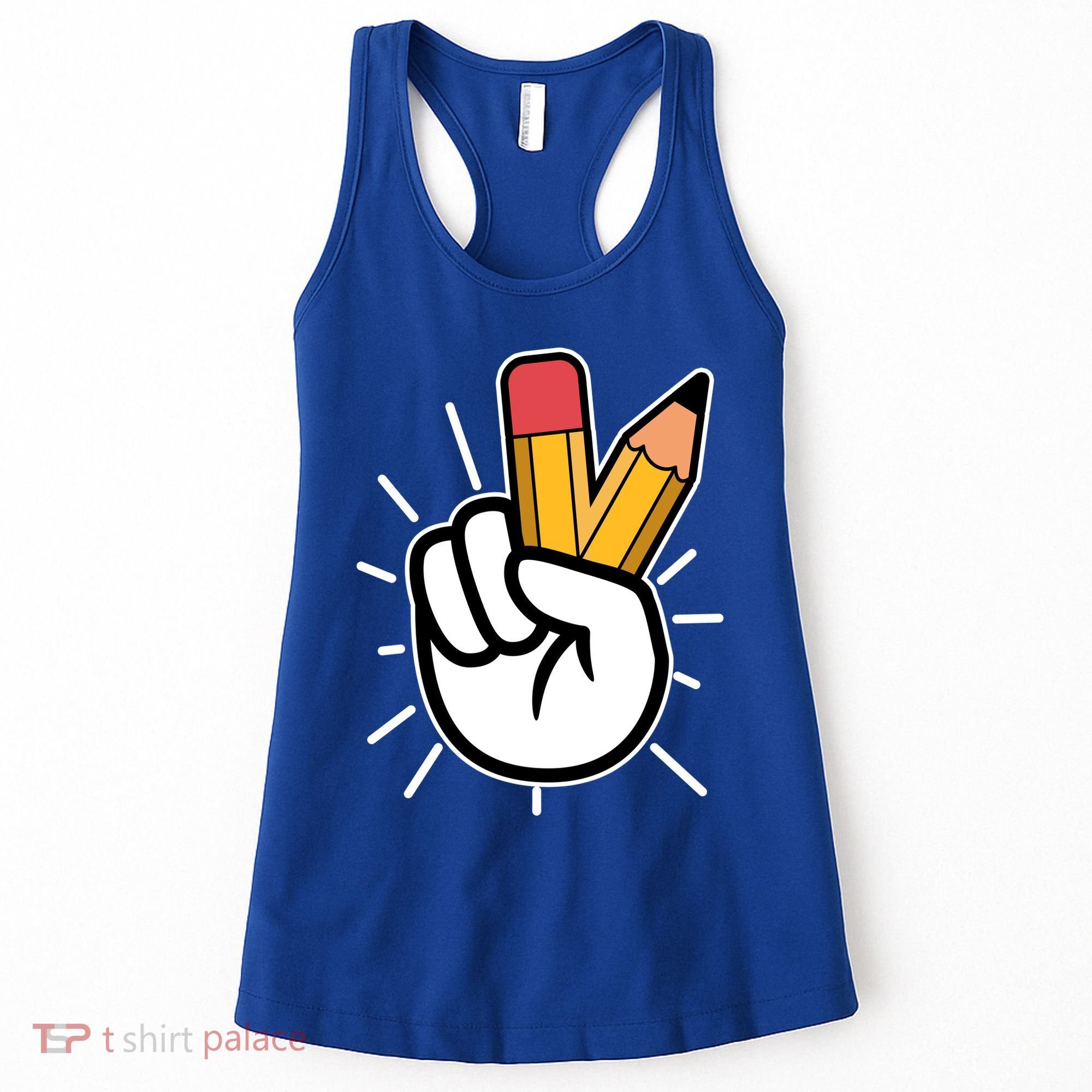Funny Peace Hand With Pencil Fingers Women's Tank Top