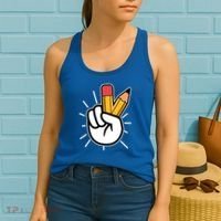 Funny Peace Hand With Pencil Fingers Women's Tank Top thumb 2