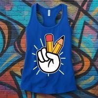 Funny Peace Hand With Pencil Fingers Women's Tank Top thumb 3