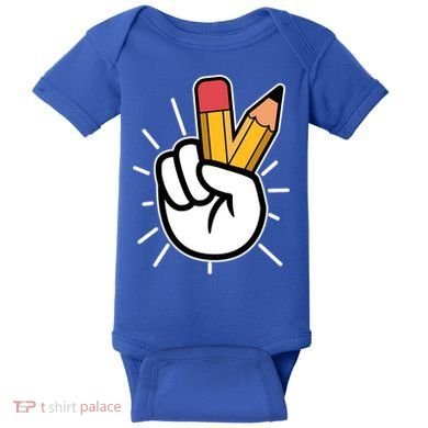 Funny Peace Hand With Pencil Fingers Baby Bodysuit
