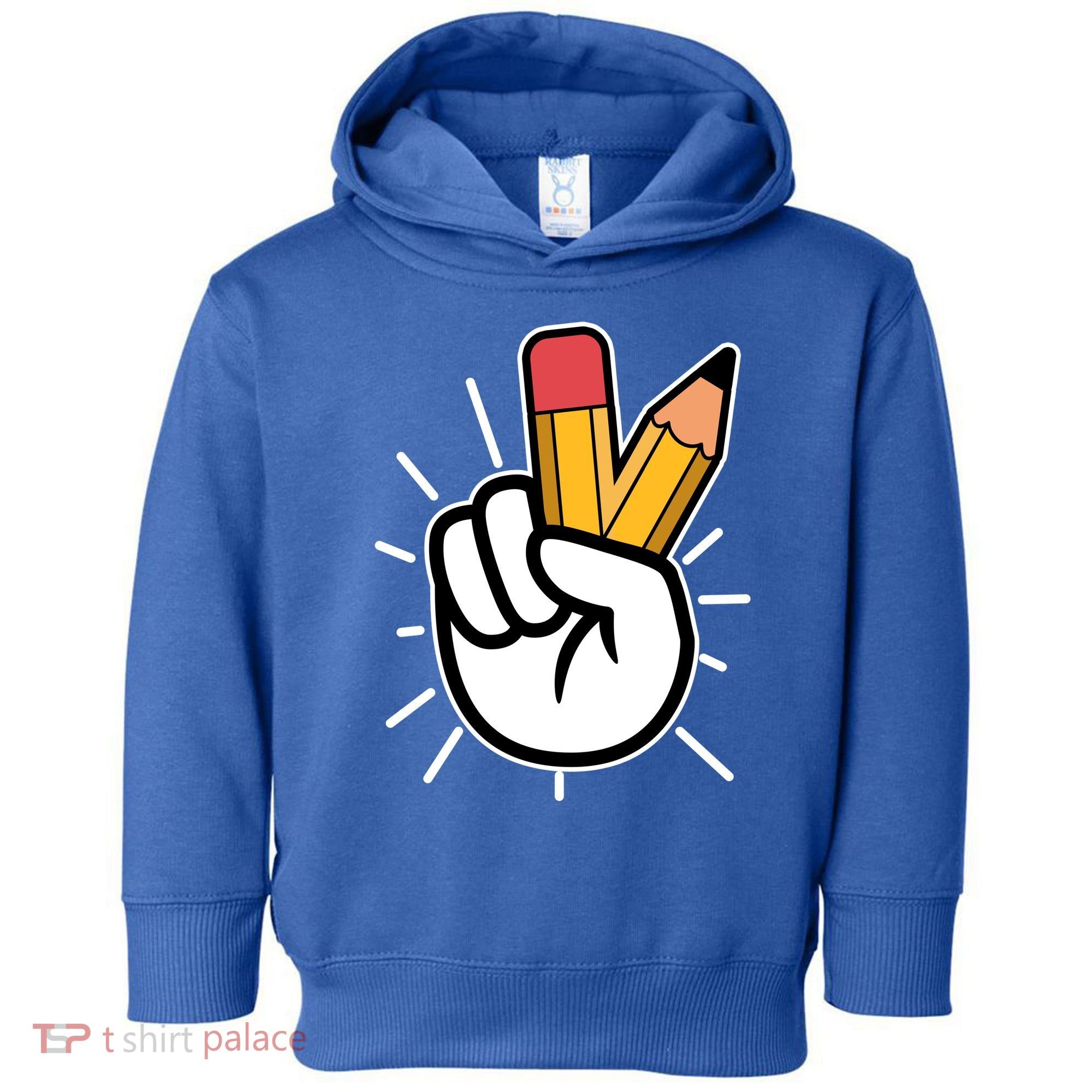 Funny Peace Hand With Pencil Fingers Toddler Hoodie