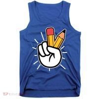 Funny Peace Hand With Pencil Fingers Tank Top thumb 0