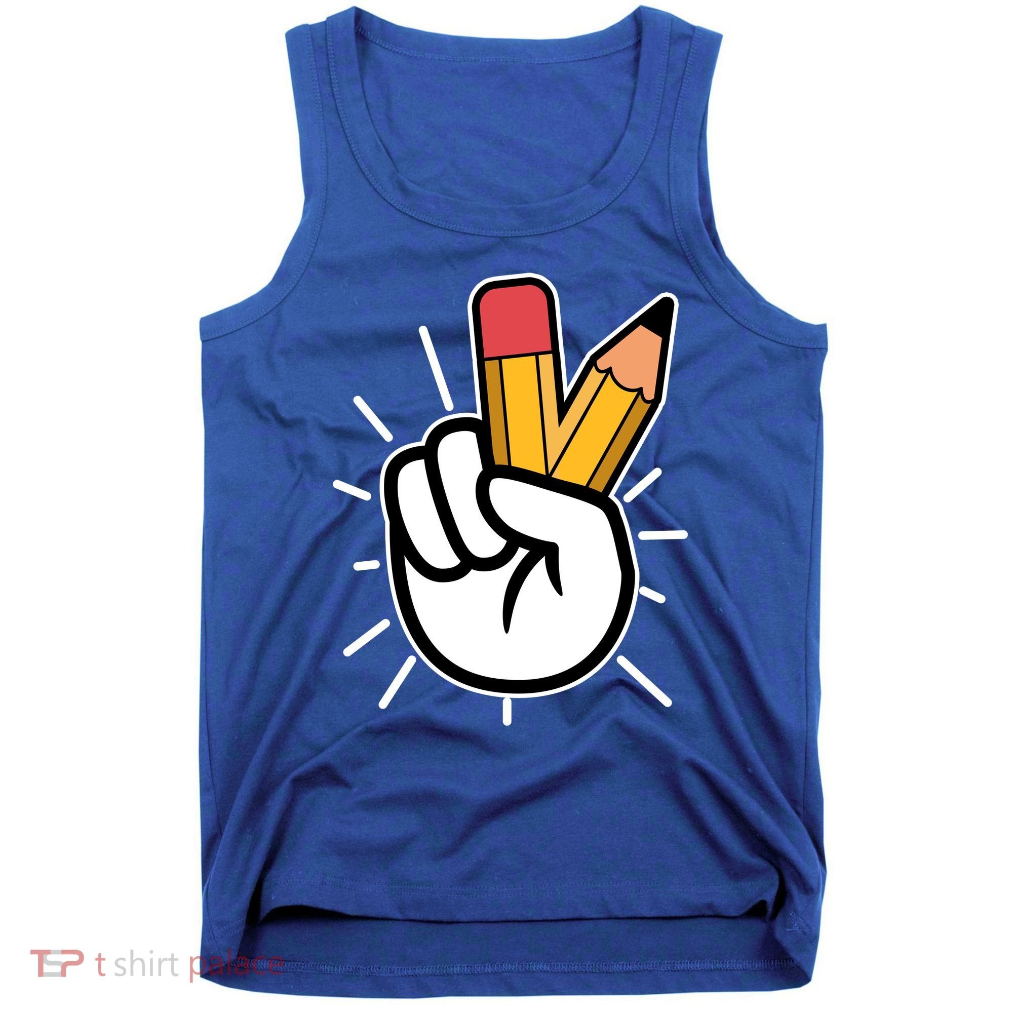 Funny Peace Hand With Pencil Fingers Tank Top