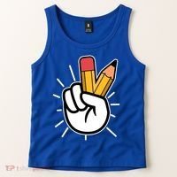 Funny Peace Hand With Pencil Fingers Tank Top thumb 2