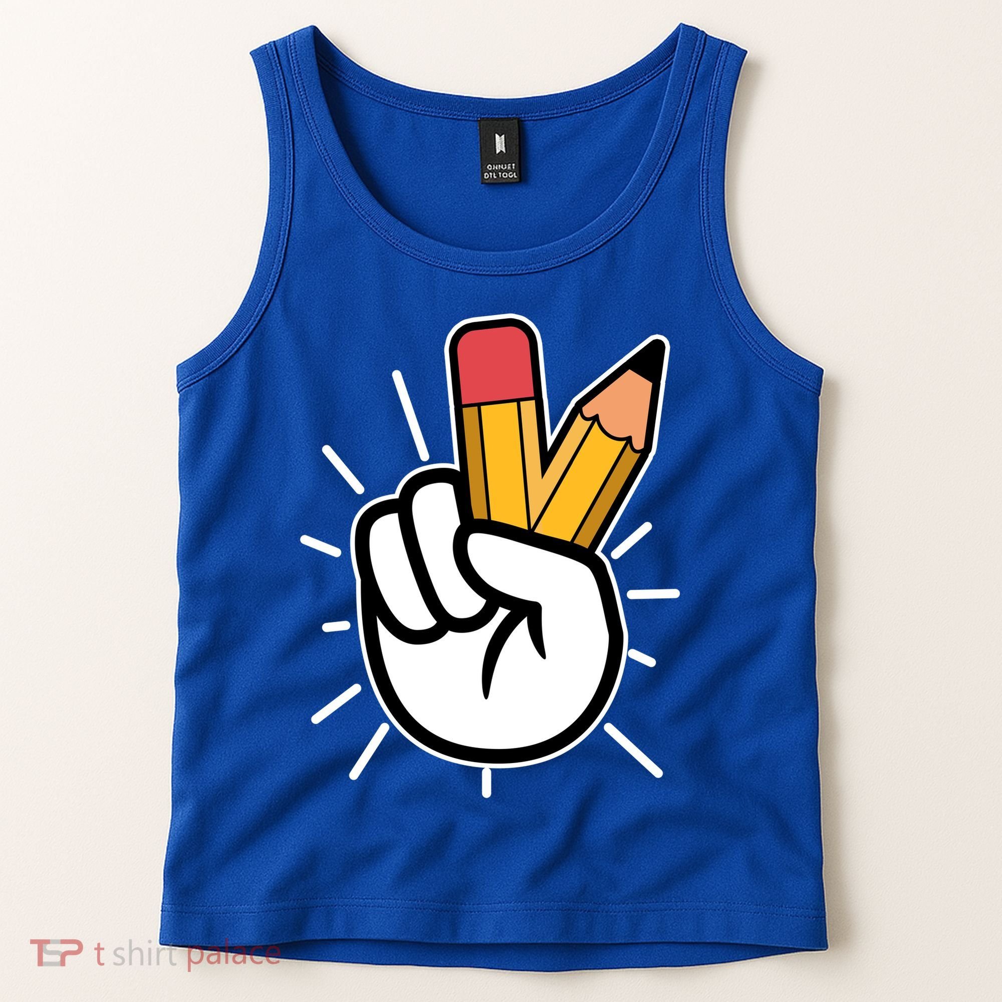 Funny Peace Hand With Pencil Fingers Tank Top
