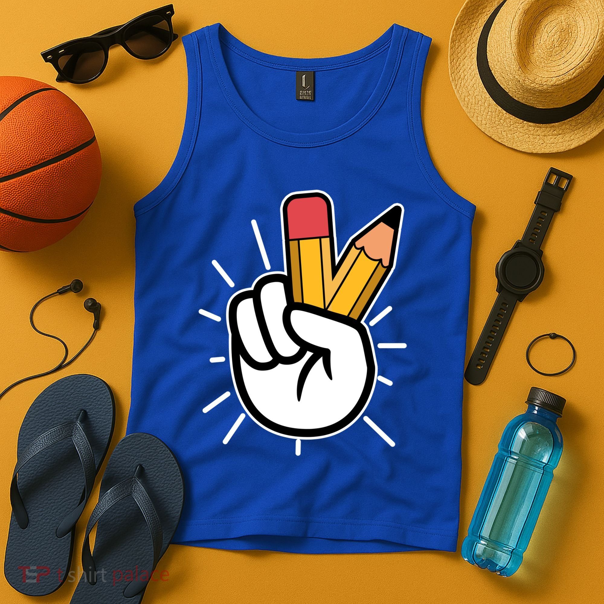 Funny Peace Hand With Pencil Fingers Tank Top
