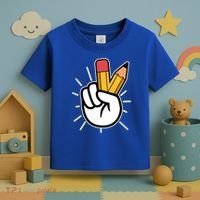 Funny Peace Hand With Pencil Fingers Toddler T-Shirt thumb 3
