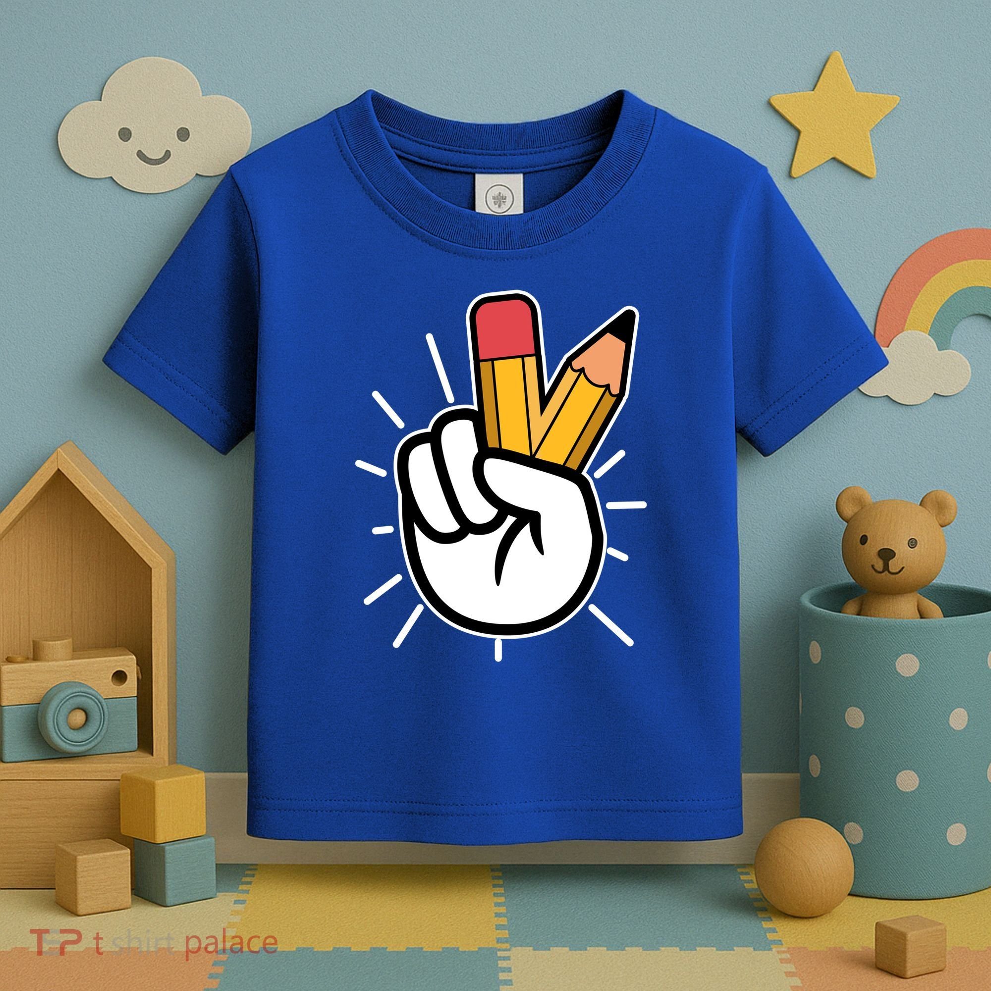 Funny Peace Hand With Pencil Fingers Toddler T-Shirt
