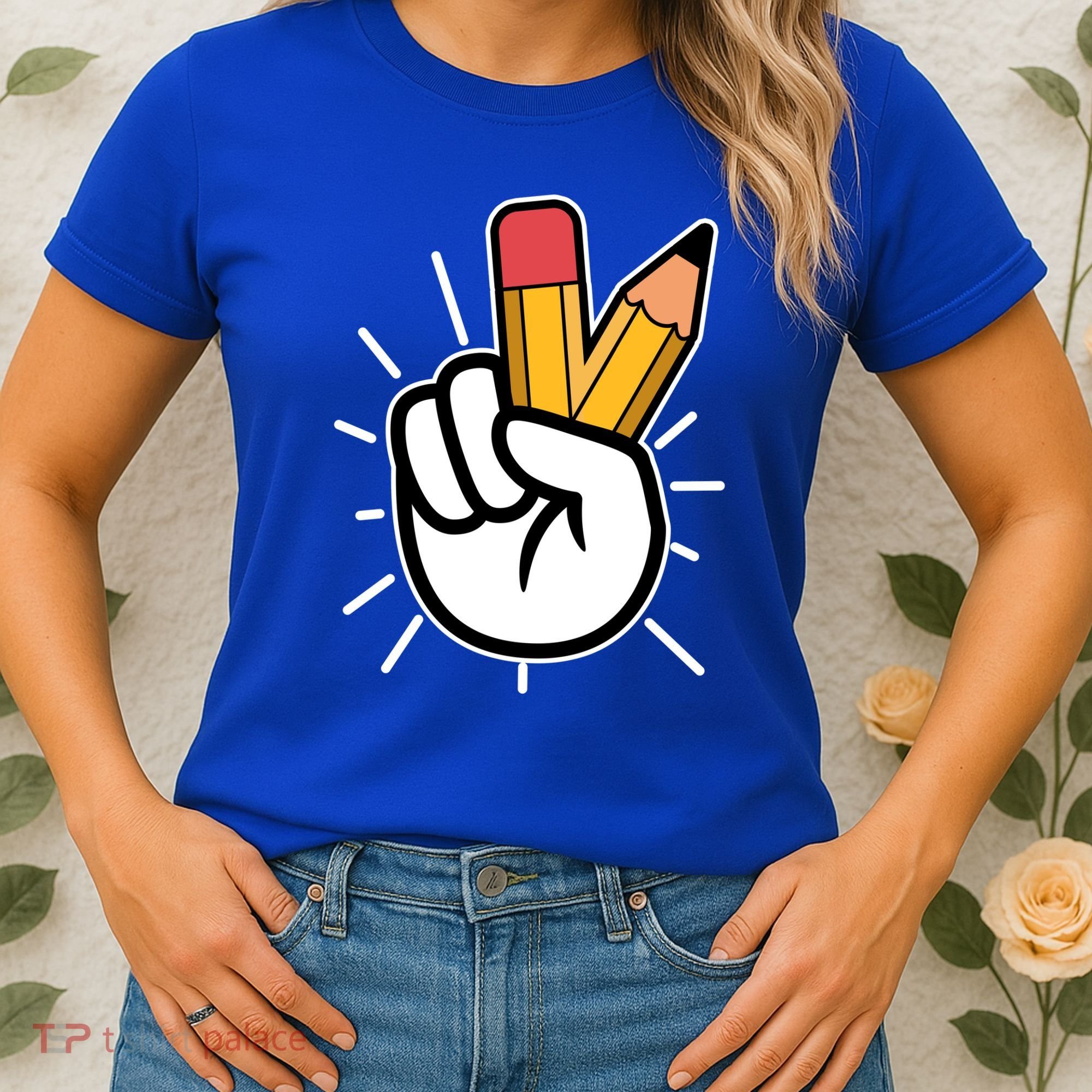 Funny Peace Hand With Pencil Fingers Women's T-Shirt