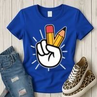 Funny Peace Hand With Pencil Fingers Women's T-Shirt thumb 3