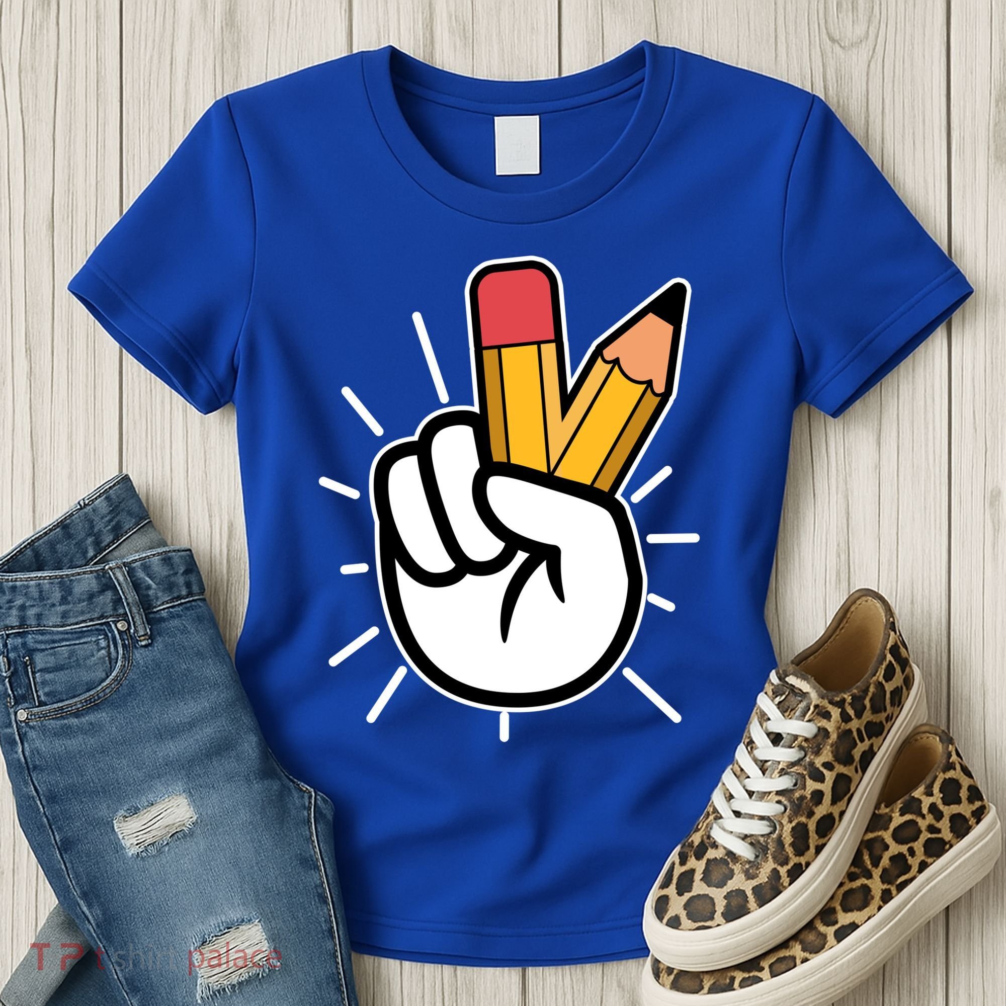 Funny Peace Hand With Pencil Fingers Women's T-Shirt