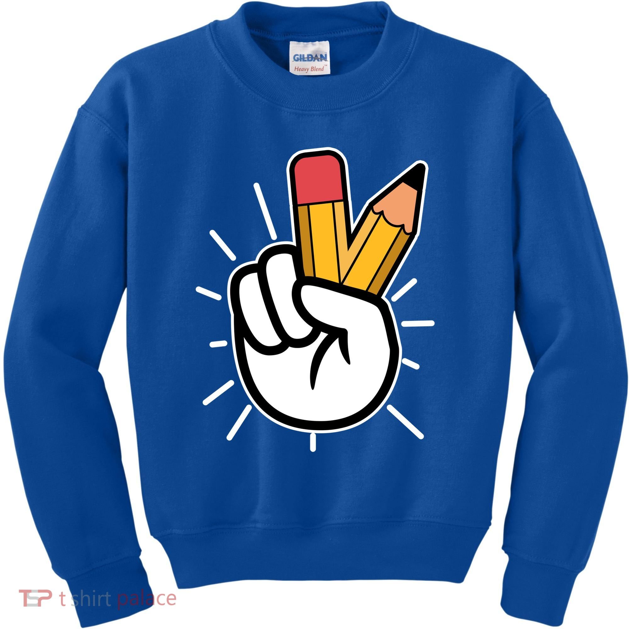 Funny Peace Hand With Pencil Fingers Kids Sweatshirt