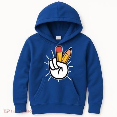 Funny Peace Hand With Pencil Fingers Kids Hoodie