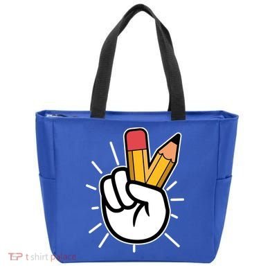 Funny Peace Hand With Pencil Fingers Tote Bag