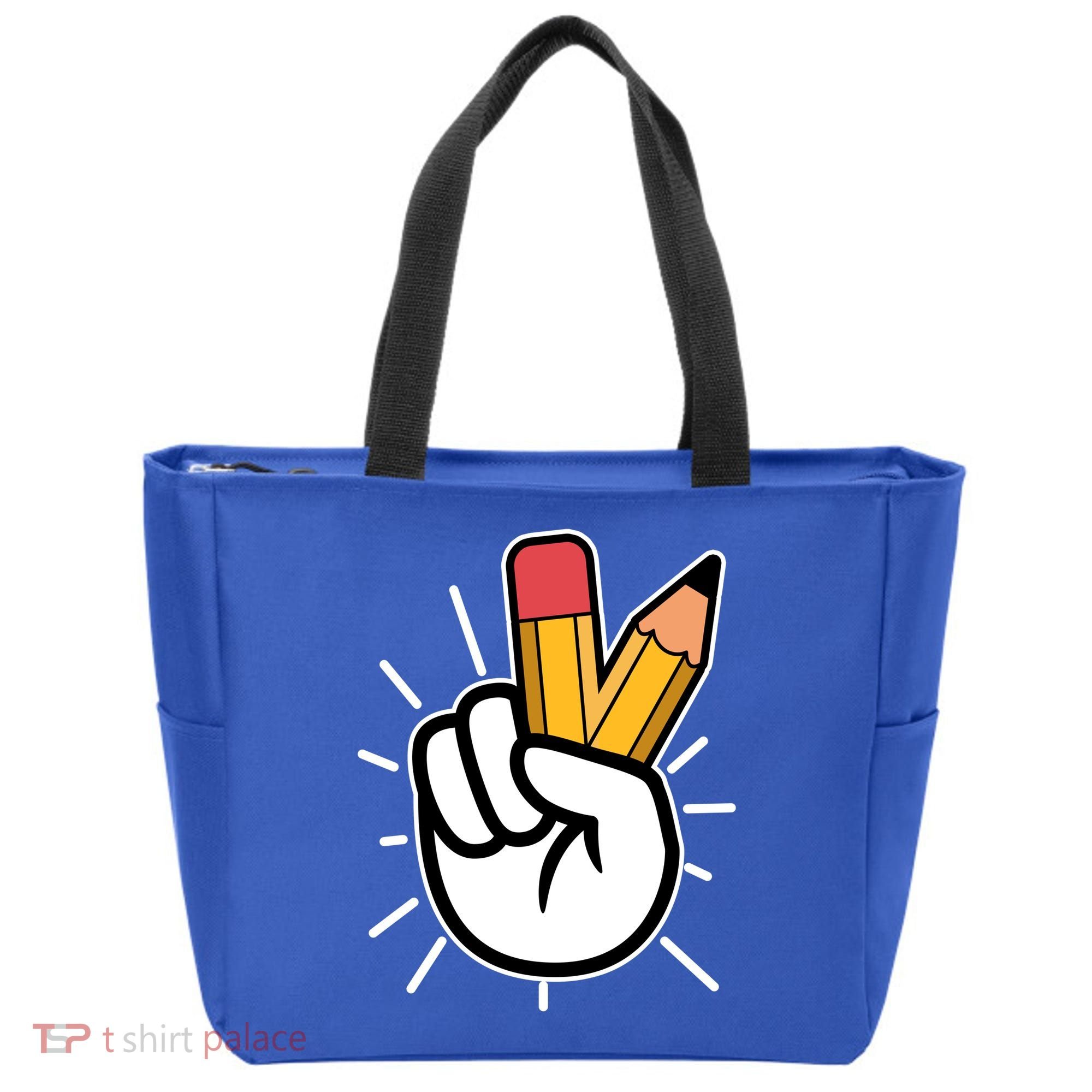 Funny Peace Hand With Pencil Fingers Tote Bag
