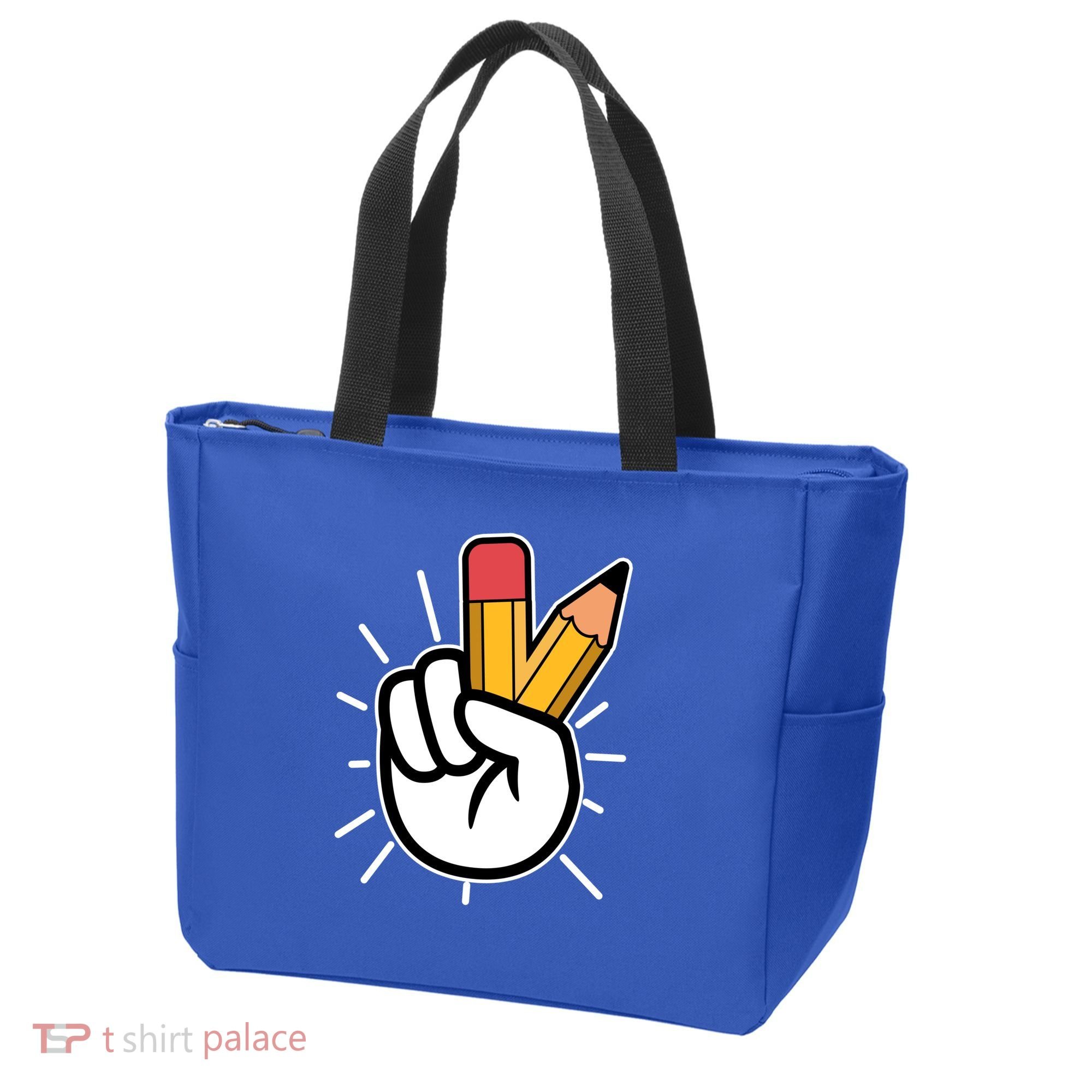 Funny Peace Hand With Pencil Fingers Tote Bag